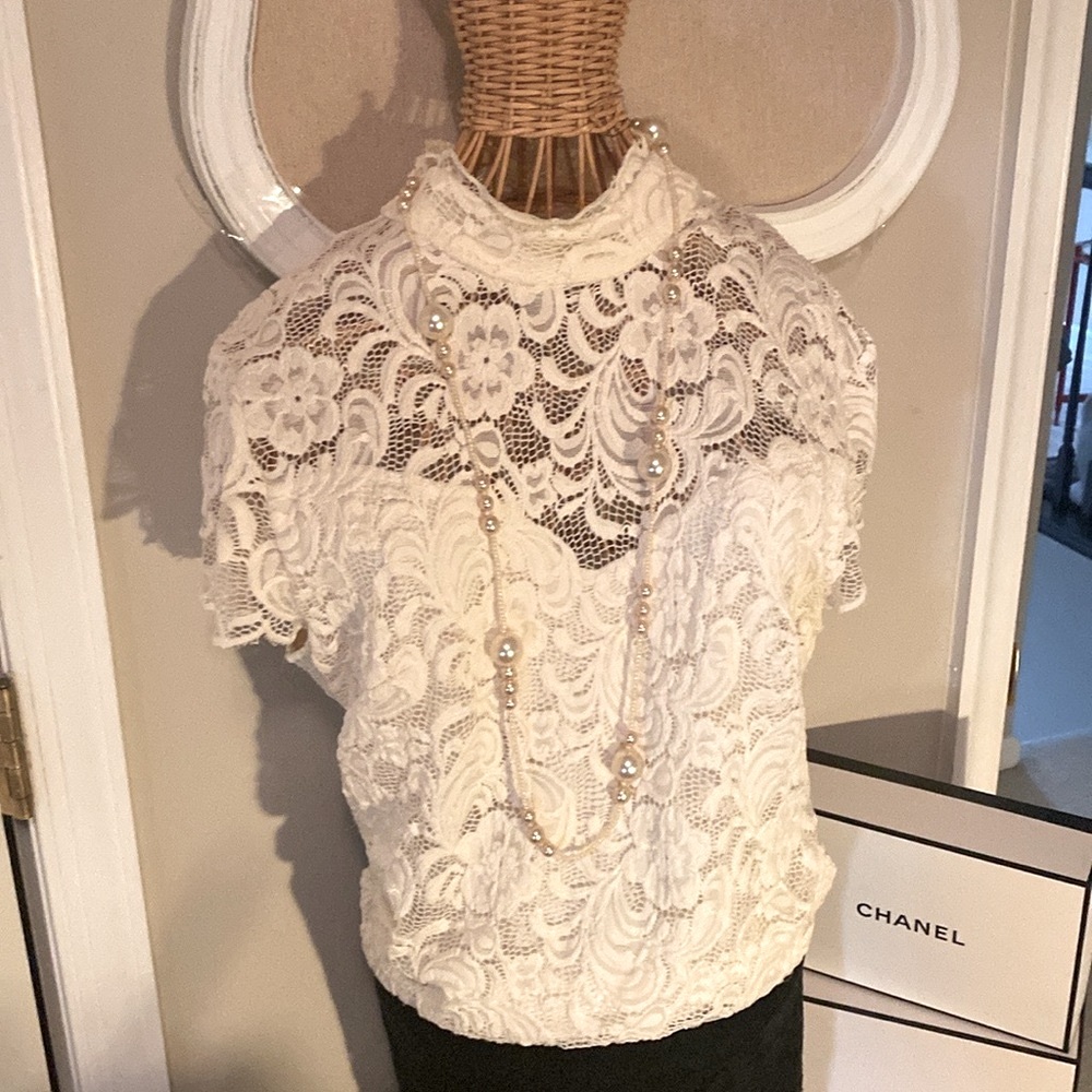 Bebe Lace Cream Top